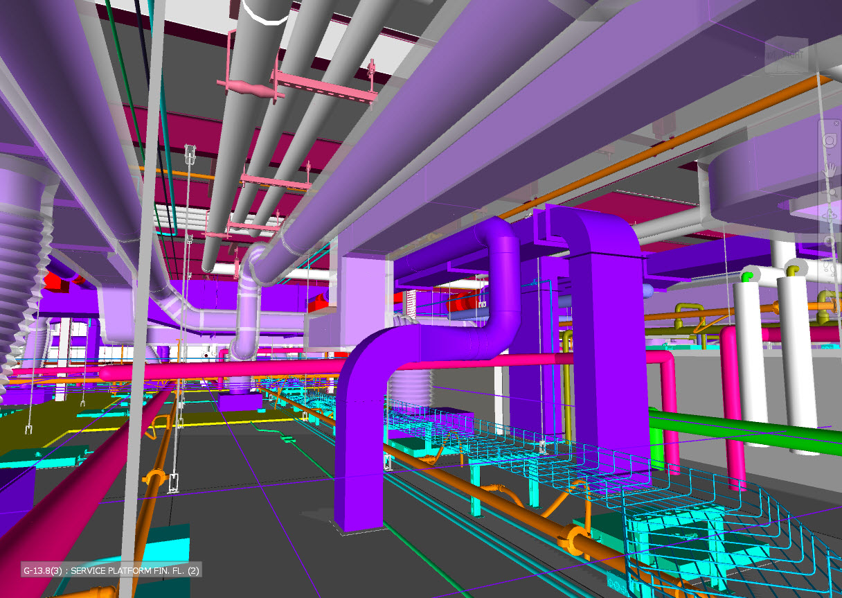 AET BIM model showing congested above-ceiling MEP coordination