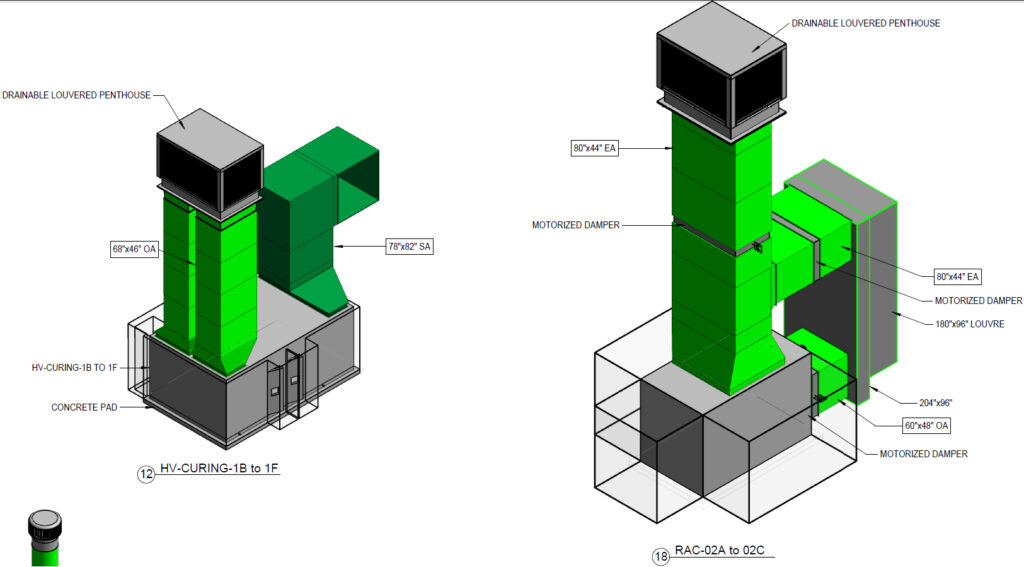 AET LOD 400 ductwork isometric drawing